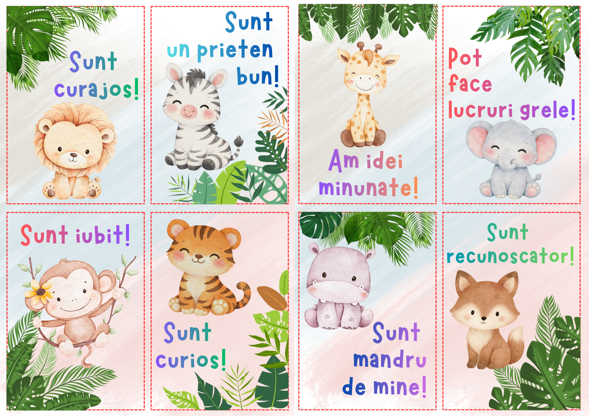 Set 8 carduri magnetice Afirmatii pentru copii