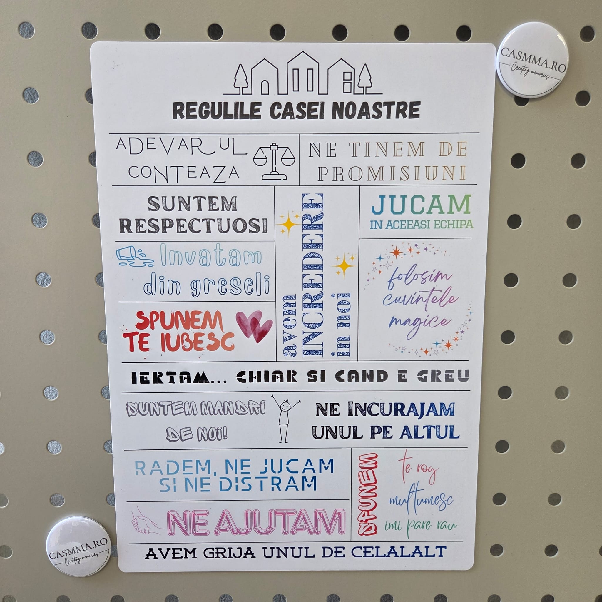 Tablou magnetic Regulie Casei Noastre