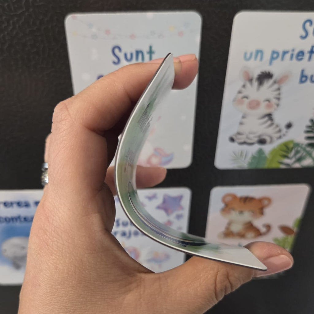 Carduri magnetice cu afirmatii pentru copii (set 8 buc)