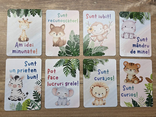 Carduri magnetice cu afirmatii pentru copii (set 8 buc)