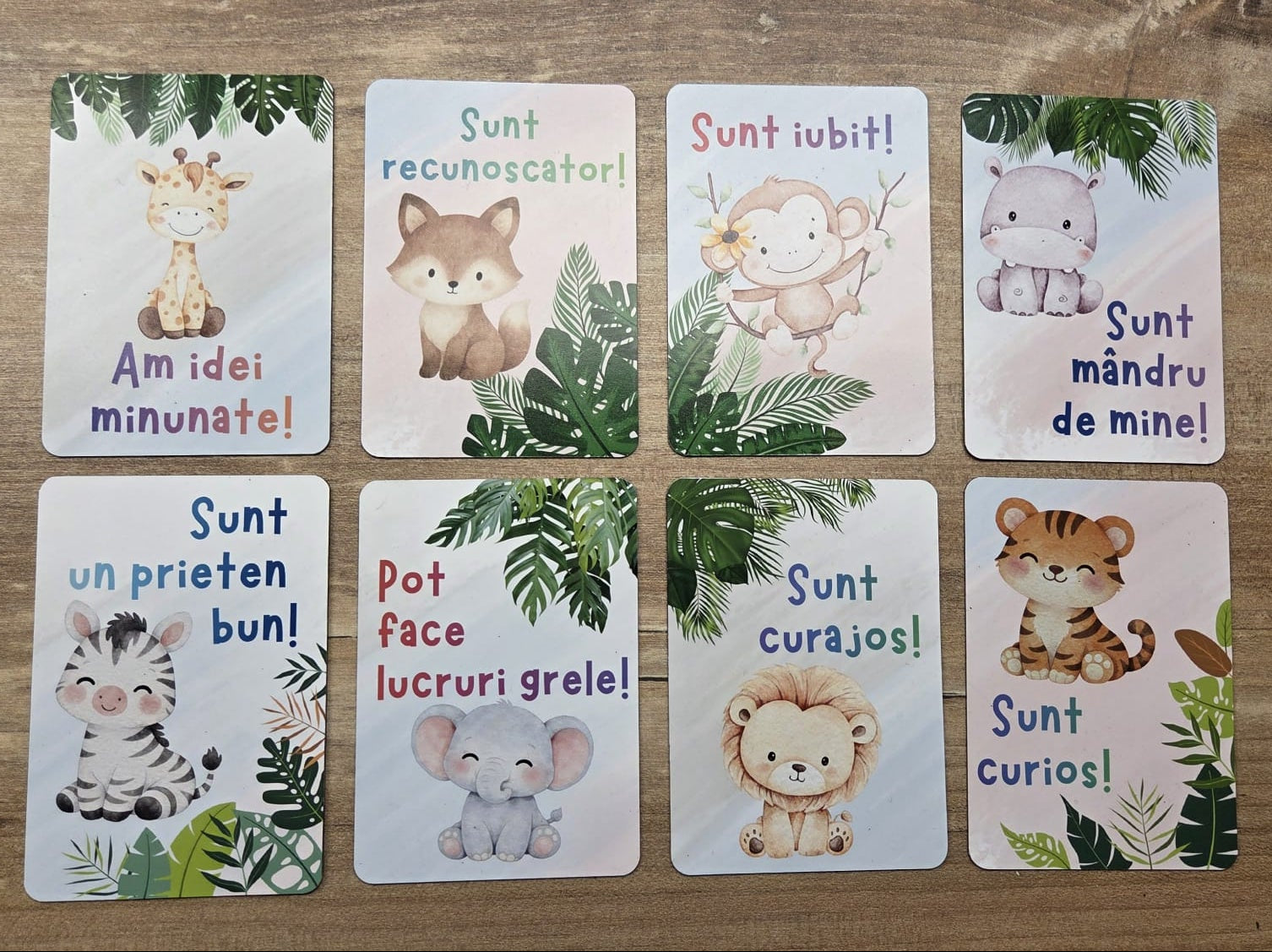 Carduri magnetice cu afirmatii pentru copii (set 8 buc)
