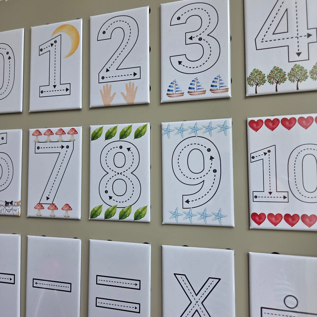 Set 16 magneti educativi cifre si semne matematice – Scrie si Sterge + 2 markere cadou